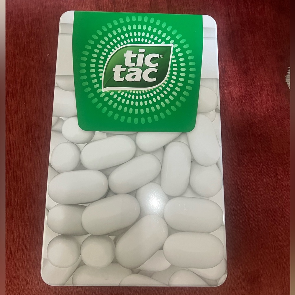 Large tic tac tin container 16 inches x 10 inches